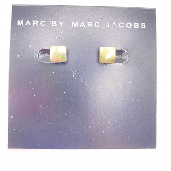 Marc by Marc Jacobs Gold Square Earrings - Picture 1 of 4